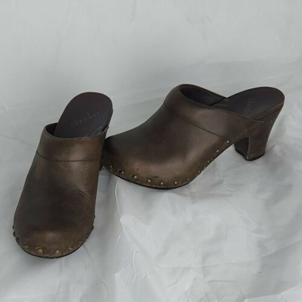 Dansko Brown Leather Heeled Clogs